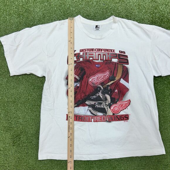 Vintage Starter Detroit Red Wings 1997 - 98 Western Conf Champs Tee Size Large - Picture 5 of 6